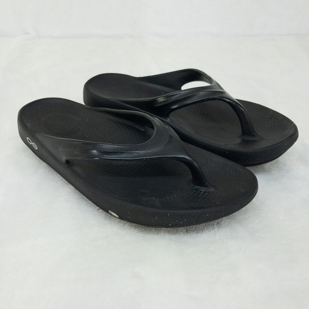 OOFOS OOriginal Sandal Womens 7 Black Recovery Flip Flops Comfort Thong Shoes